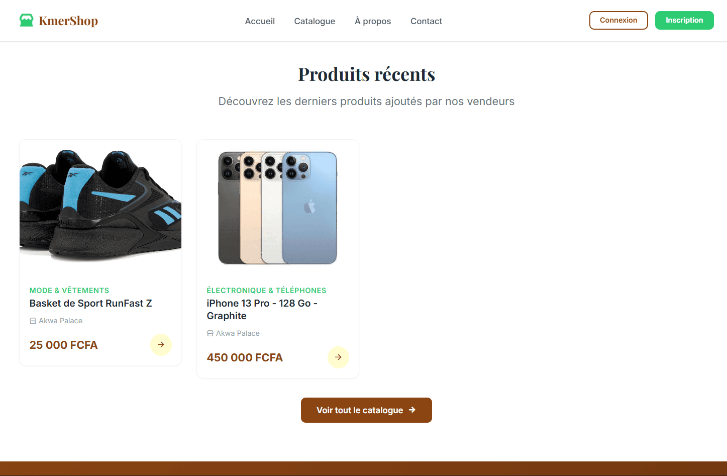 Kmershop - Page des produits du site Kmershop développé par Elohim Warren
