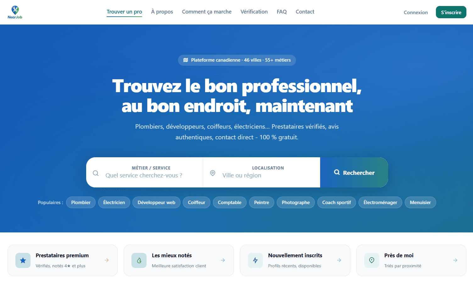 Near-Job - Page Trouver-un-Job du site Near-Job développé par Elohim Warren
