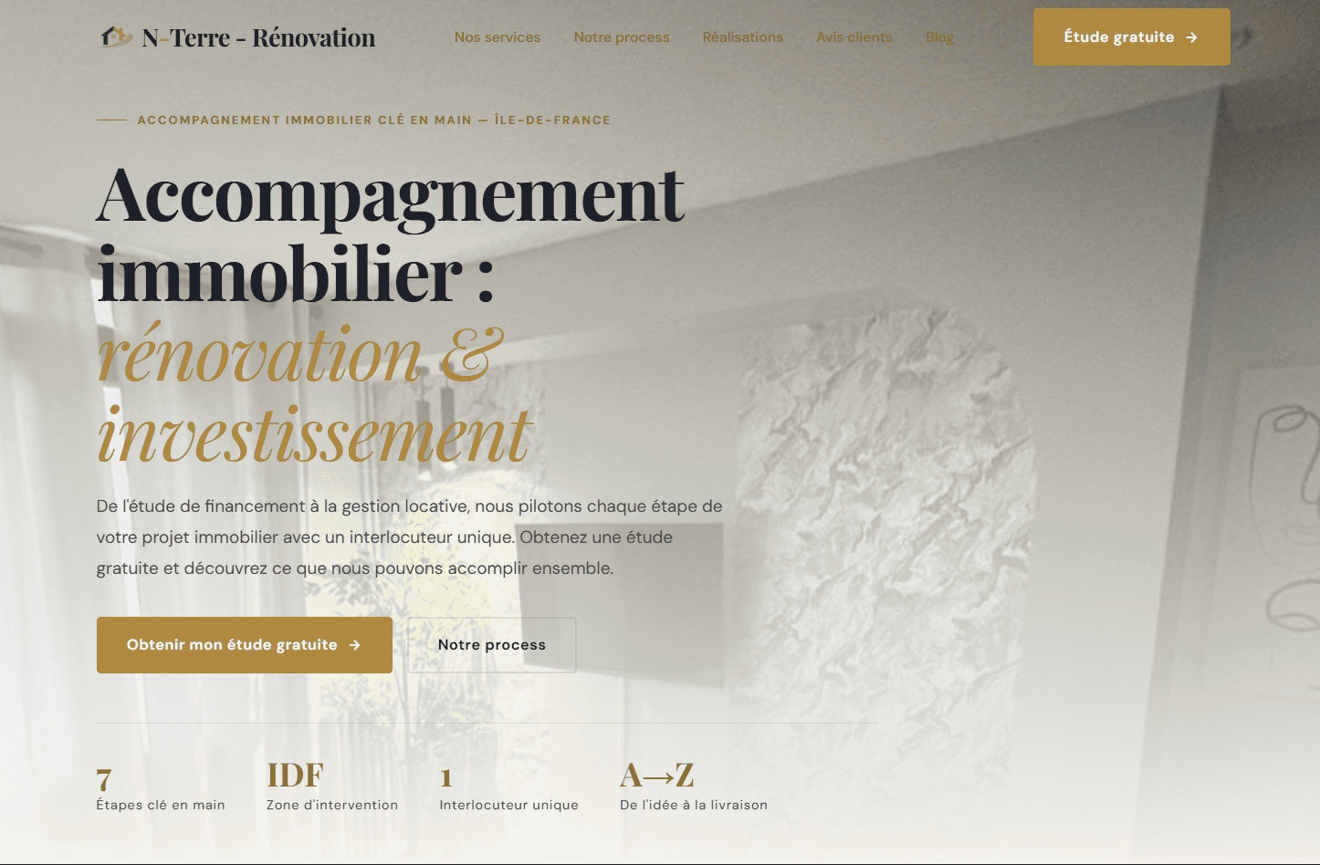 N-terre - Page d'accueil du site N-terre Rénovation développé par Elohim Warren