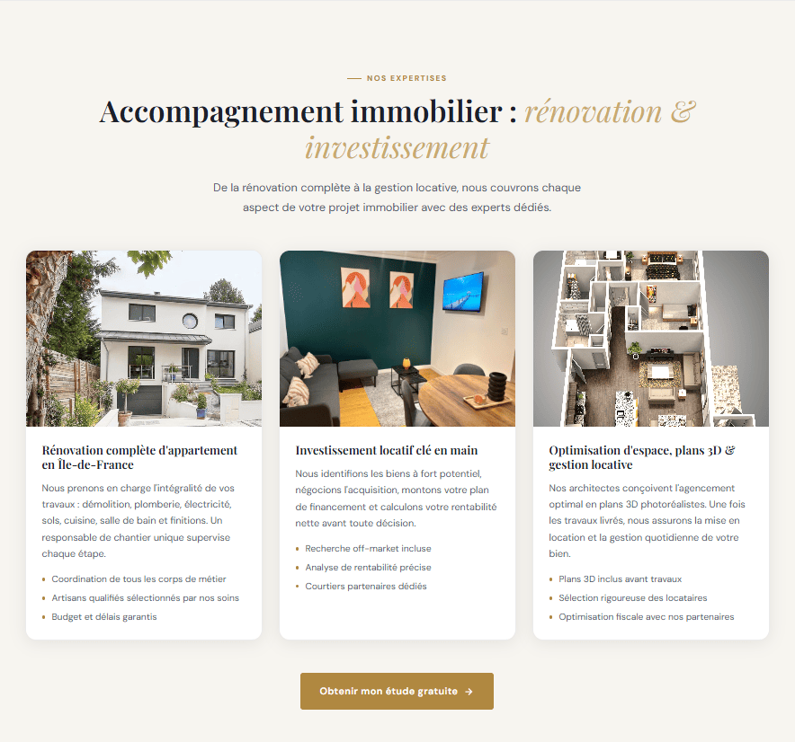 N-terre - Section services du site N-terre Rénovation développé par Elohim Warren