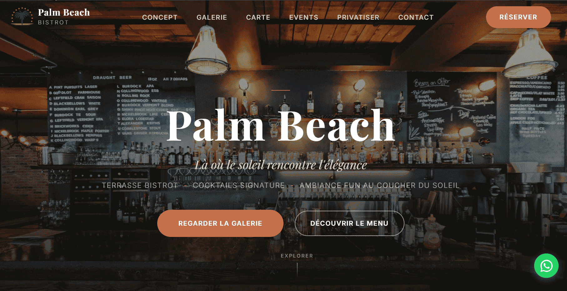Palm Beach - Page d'accueil du site Palm Beach développé par Elohim Warren
